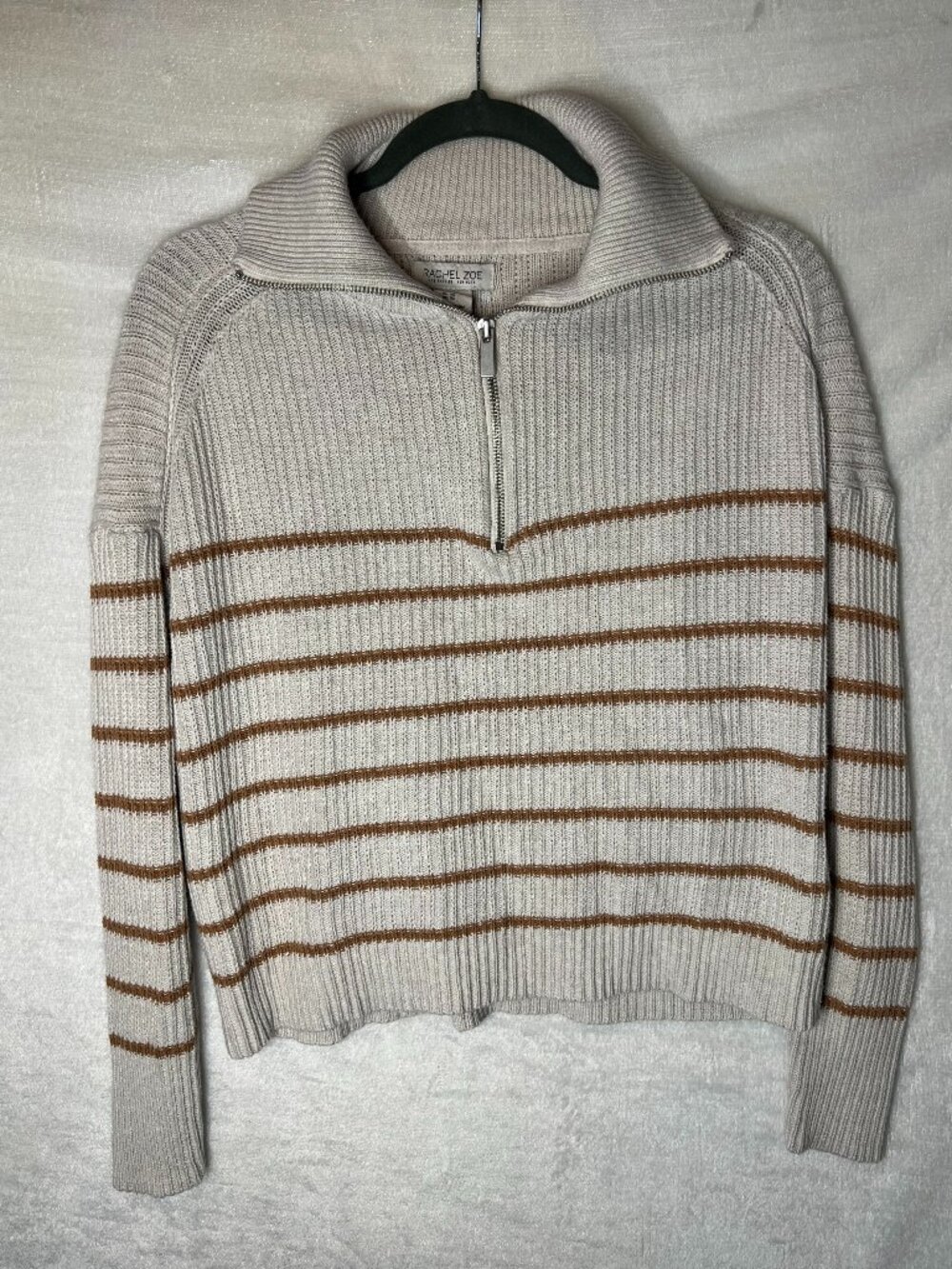 Rachel Zoe cropped, stiped quarter zip pullover Sz XS